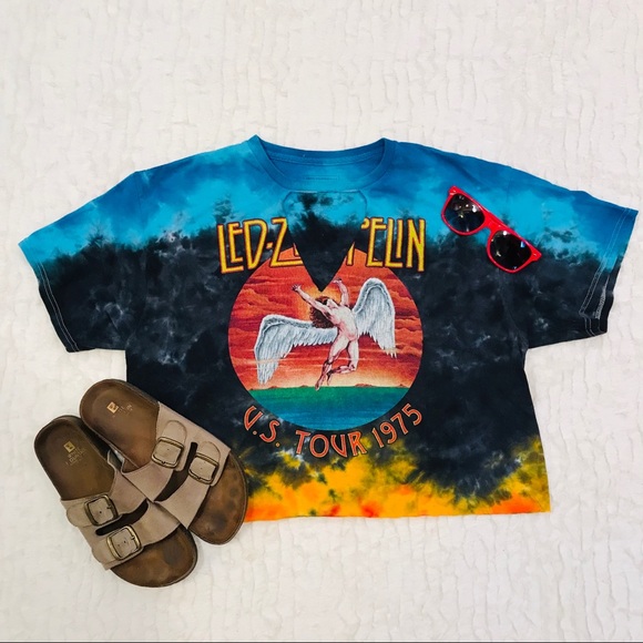 led zeppelin Tops - Cropped Vintage Inspired Led Zeppelin Band Tee